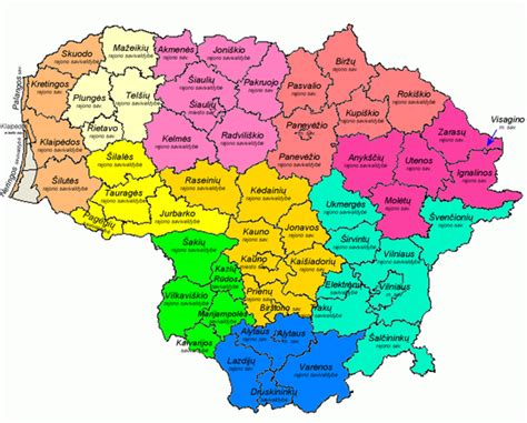 Žemėlapis su Lietuvos savivaldybėmis, kuriose dažniausiai parduodami naudoti kombainai