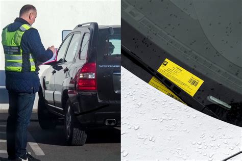 Parkavimo kontrolierius išrašo baudą automobiliui