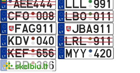 Skirtingi automobilių valstybiniai numeriai