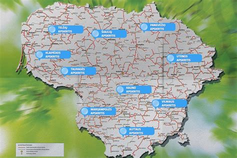 Autoservisų tinklo žemėlapis su nurodytomis lokacijomis