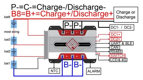 BMS plokštės prijungimo schema