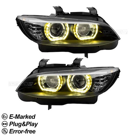 BMW E61 priekiniai žibintai su angel eyes
