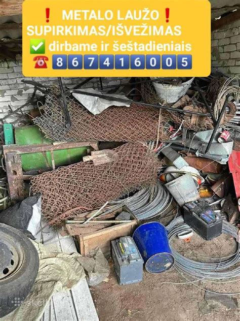 Sandėlis su surinktais metalo laužo akumuliatoriais