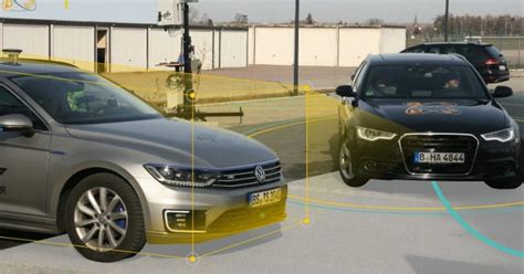 Schematinis autonominio automobilio jutiklių išdėstymas