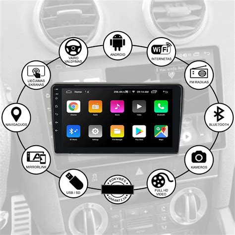 9 colių Android multimedija automobilyje