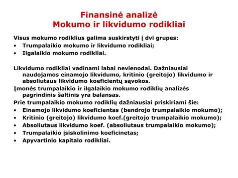 Mokumo rodiklių analizės grafikas