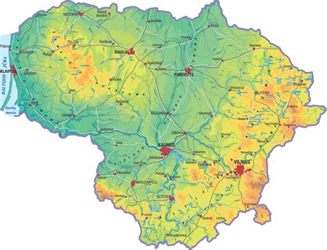 Žemėlapis su pagrindiniais transporto koridoriais Lietuvoje, kertančiais geležinkelio transporto kelius
