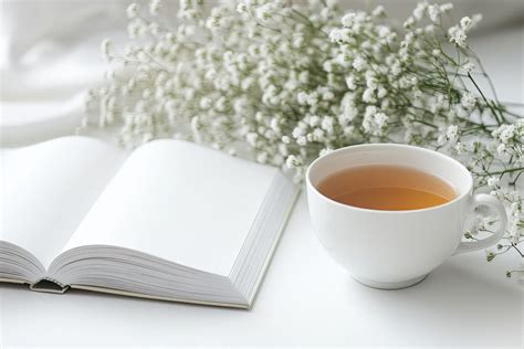 Jaukus namų kampelis su knyga ir arbata