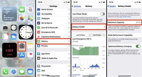 Ekrano nuotraukos, rodančios, kaip patikrinti baterijos būklę „iPhone“ ir „Samsung“ telefonuose