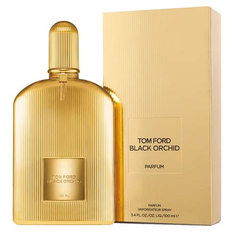 Auksinis Tom Ford Black Orchid Parfum buteliukas
