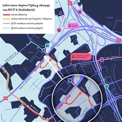 Kauno Tunelio gatvės schema su avarijos vieta