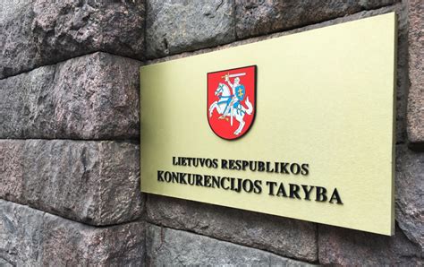 Konkurencijos tarybos logotipas ir grafikas, rodantis baudų dydžius