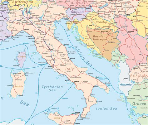 Italijos geležinkelių žemėlapis