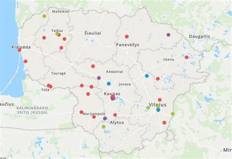 Žemėlapis su sporto objektais Šiauliuose
