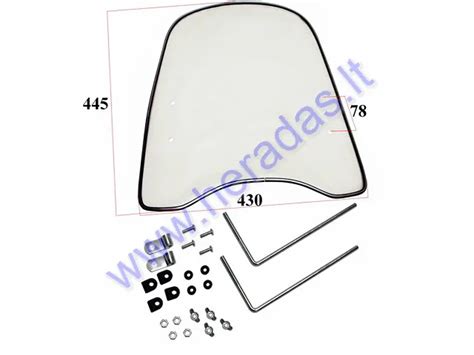 Schematinis brėžinys, kaip montuojamas motociklo priekinis stiklas