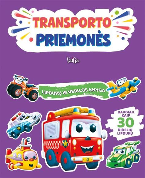 Vaikų knyga su iliustracijomis apie transporto priemones