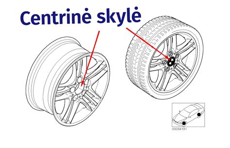Schema su ratlankio tvirtinimo taškų matmenimis (PCD ir centrinė skylė)