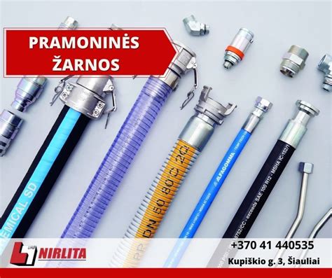 Įvairių tipų hidraulinių žarnų asortimentas