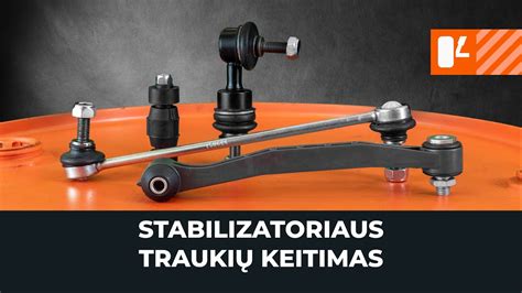 Schematinis automobilio stabilizatoriaus vaizdas su įvorėmis