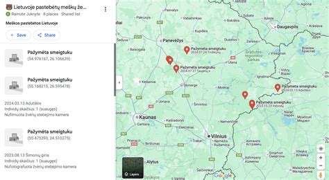 Žemėlapis su autoservisų nuomos vietovių žymėjimu