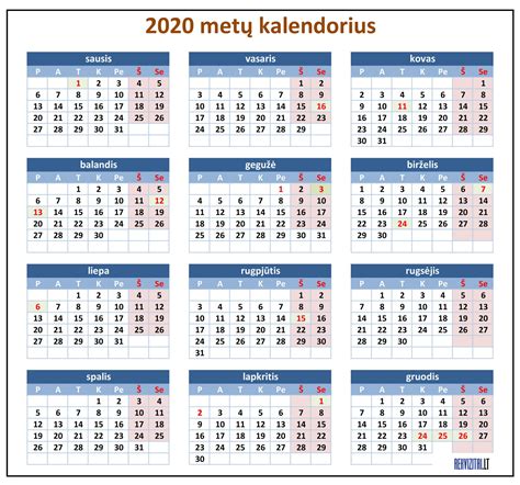 Kalendorius su pažymėtomis akademinėmis atostogomis