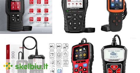 Įvairūs automobilinės diagnostikos prietaisai