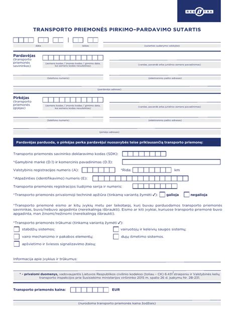 Pavyzdinė pirkimo-pardavimo sutarties forma