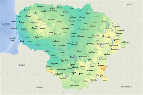 Lietuvos žemėlapis su pristatymo taškais
