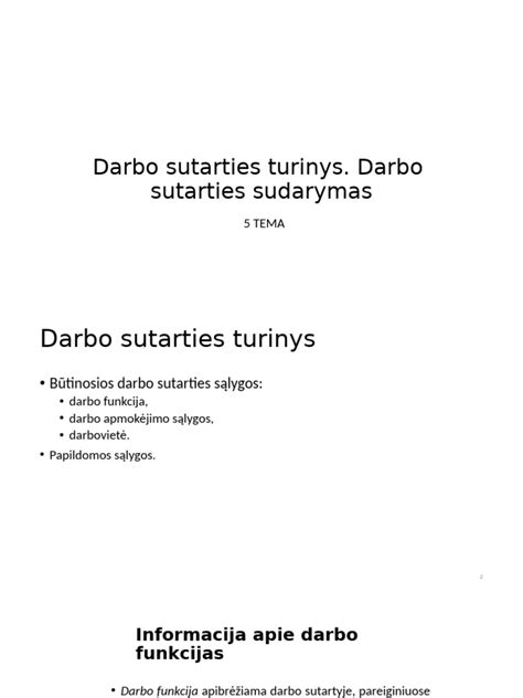 Darbo sutarties elementai