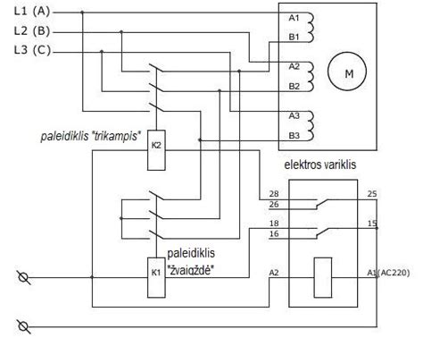 Generatoriaus pajungimo schema