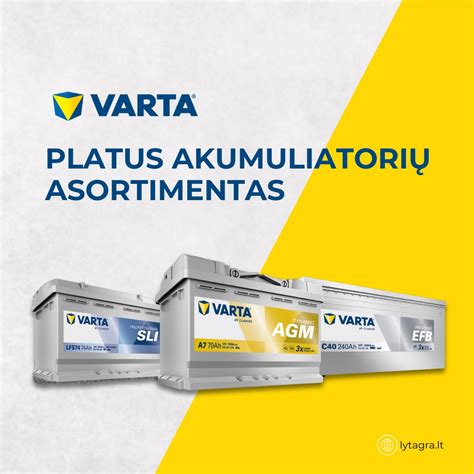 VARTA akumuliatorių asortimentas
