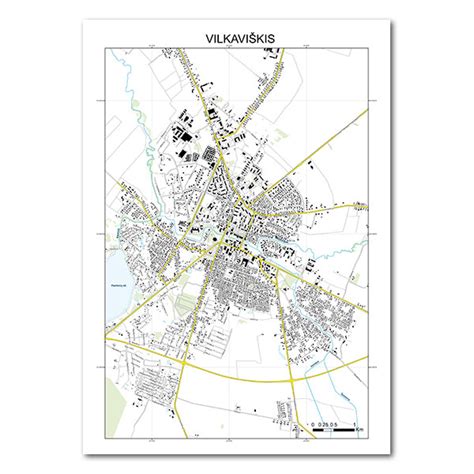 Vilkaviškio miesto žemėlapis su parduotuvių žymėjimais