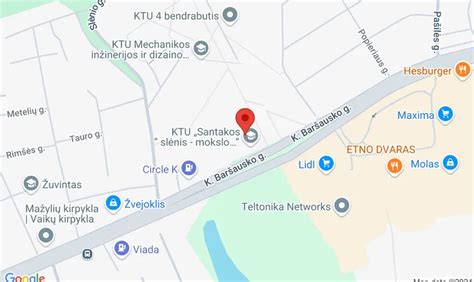 Žemėlapis su maršrutu nuo K. Baršausko g. iki Ateities pl. 77