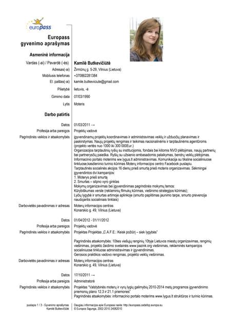 Užsienio kalbos CV