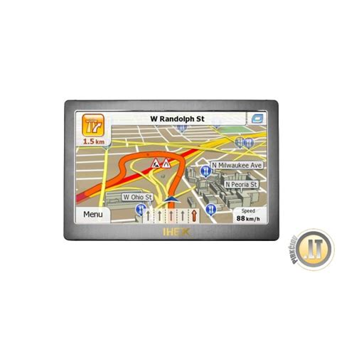 Navigacijos prietaiso ekranas su žemėlapio vaizdu