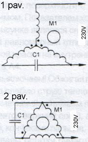 Vienfazio variklio su kondensatoriumi veikimo schema
