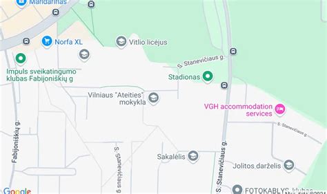 Žemėlapis su vairavimo mokyklos AUTOTAKAS filialų vietomis Vilniuje