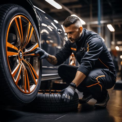 Žmogus apžiūri automobilio ratlankius