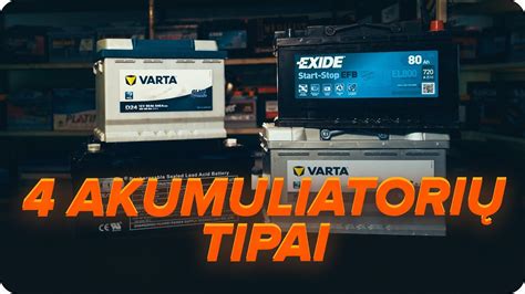 Įvairių tipų automobilio akumuliatorių schematinis vaizdas