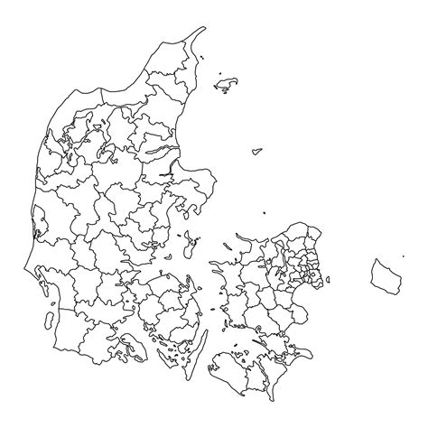 Danijos žemėlapis su SUVO atstovybių žymėjimu