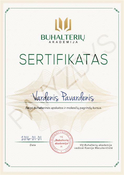 Bendrijos vidaus vandenų laivybos sertifikato pavyzdys