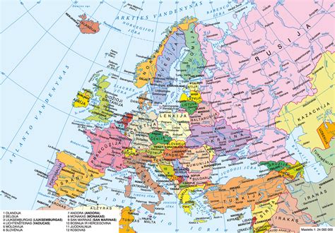 Žemėlapis su atlyginimų vidurkiais Europoje