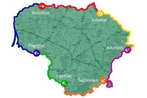 Maršrutas aplink Lietuvą žemėlapyje