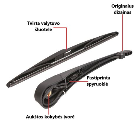 Schema, iliustruojanti skirtingus automobilių valytuvų tvirtinimo tipus.