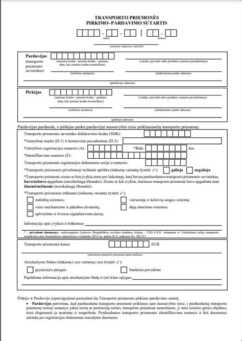 Pirkimo-pardavimo sutartis ir automobilio istorijos dokumentai