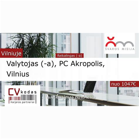 darbo skelbimai valytojas vilnius