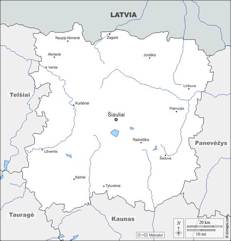 Map of Šiauliai region with marked Lieporiai village