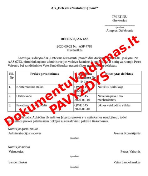 Degalų nurašymo akto pavyzdys