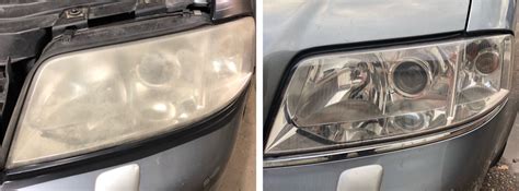automobilio žibintų poliravimas prieš ir po