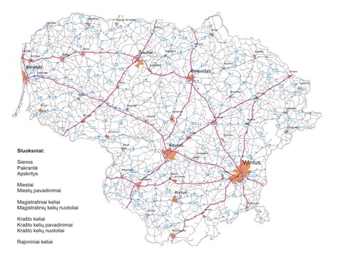 Žemėlapis ES su pagrindiniais transporto maršrutais